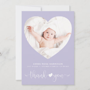 Tack Heart Photo Lila Girl Birth Meddelande