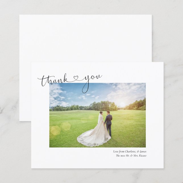 Tack Heart Photo Personlig Bröllop Card (Fram/baksida)
