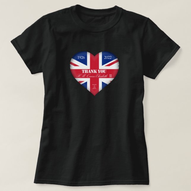 Tack Heart, till minne av drottning Elizabeth Eliz T Shirt (Design framsida)