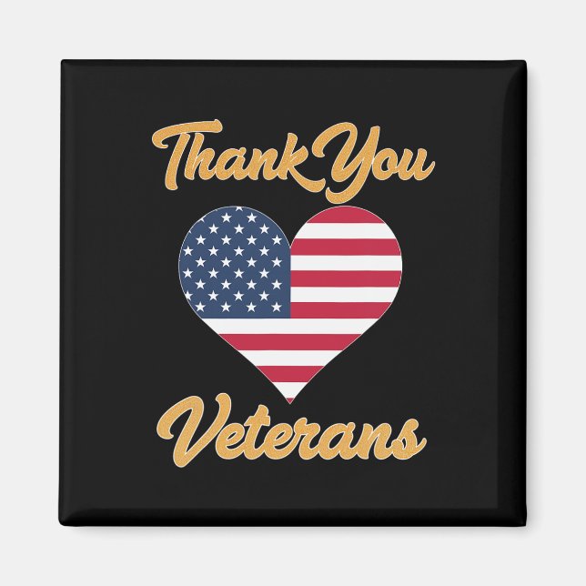 Tack Heart Veteran Patriot Magnet (Framsidan)