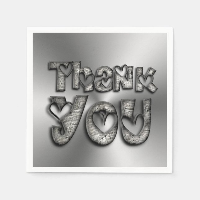 Tack Hearts Funny Typography Napkins Pappersservett (Framsidan)