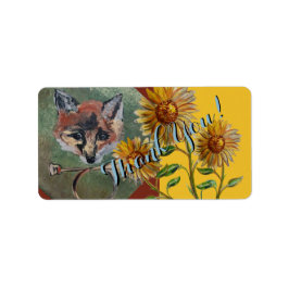 Tack, herr Fox och solblommor Adressetikett