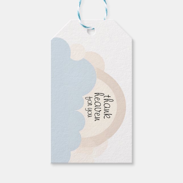 Tack himlen för dig | Neutralt och blå moln Presentetikett (Framsidan)