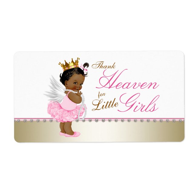 Tack himlen för små flickor vattenflasketiketter fraktsedel (Framsidan)