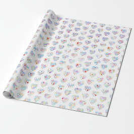 Tack & hjärta i 44 språk som ♡formad DC-mönster Presentpapper
