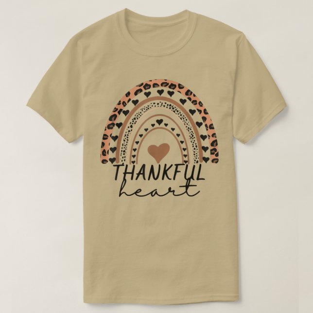 Tack hjärtboho Leopard Rainbow Hösten faller T Shirt (Design framsida)