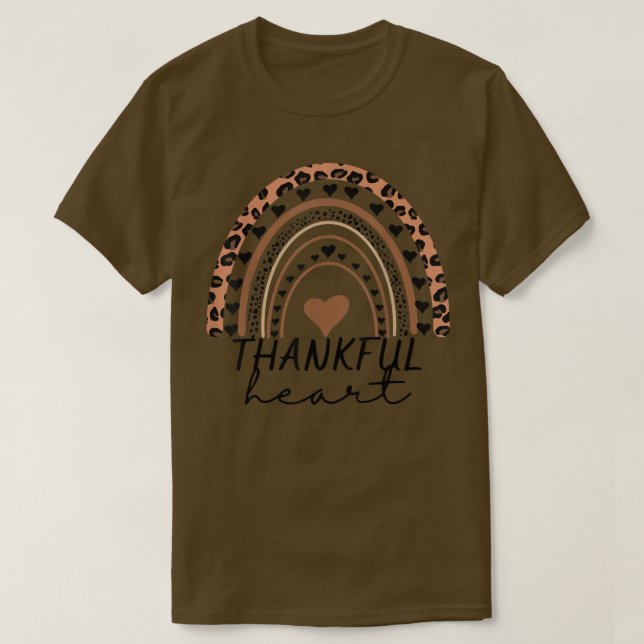 Tack hjärtboho Leopard Rainbow Hösten faller T Shirt (Design framsida)