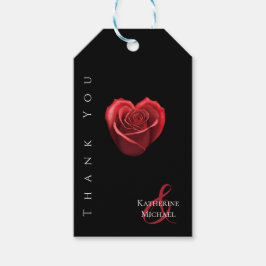 Tack hjärtformade Röd ros-Bröllop Presentetikett