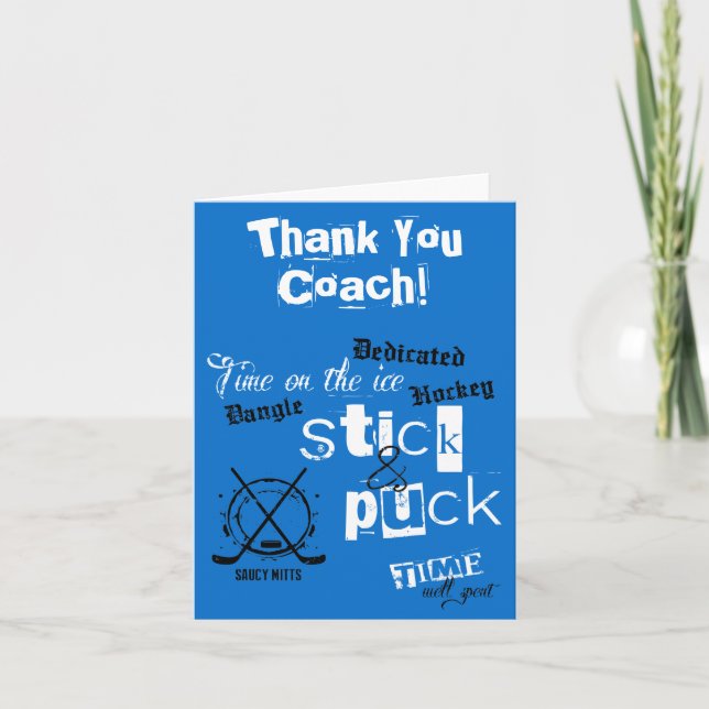 Tack Hockey Coach Stick och Puck Time on Blue (Framsida)