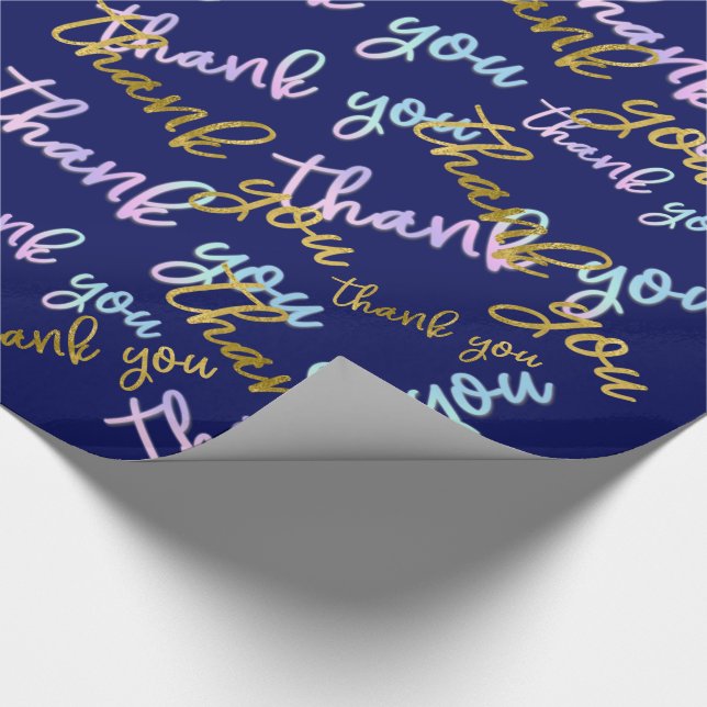 Tack Holograph Script Sjöjungfru Rosa Guld Navy Presentpapper (Hörn)
