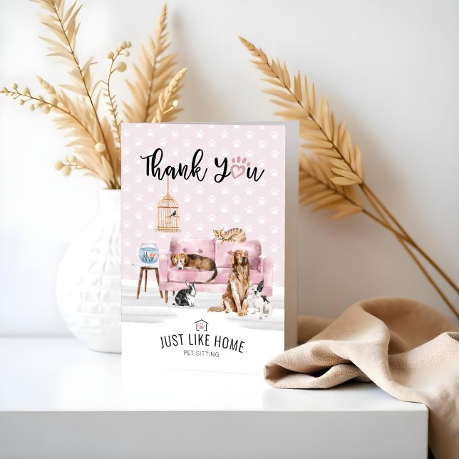 Tack | Home Pet Sitta Pet Family Rosa-soffa (Thank You | Home Pet Sitting Pet Family Pink Couch)