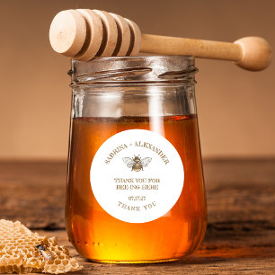 Tack Honey Jar Bröllopsetiketter Runt Klistermärke