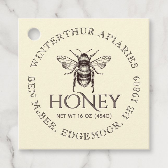 Tack Honung Burk Bee Märkres Ivory Gåvor Etiketter (Framsida)