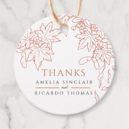 Tack, Höst löv teckning orange bröllop Gåvor Etiketter