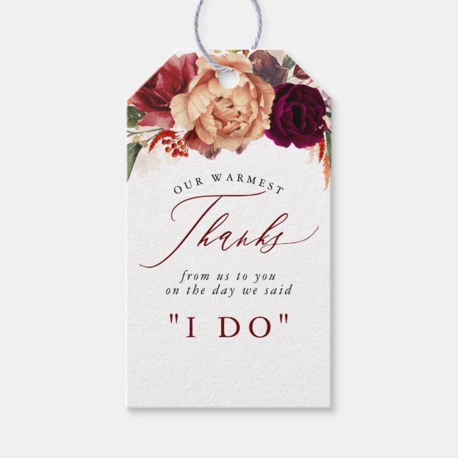 Tack Höstblommor Botanisk Rustik Presentetikett (Framsidan)