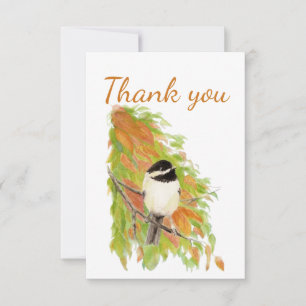 Tack hösten Chickadee Bird Nature Art Kort