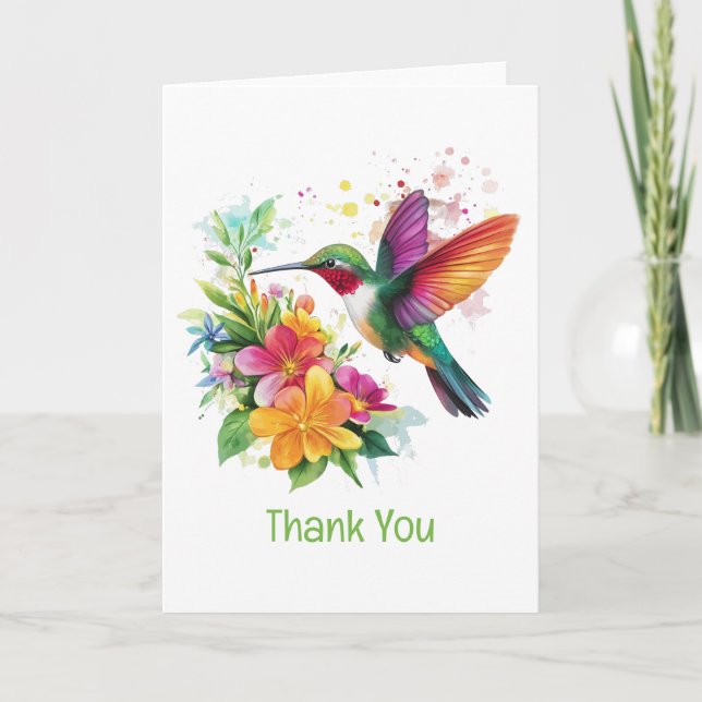 Tack Hummingbird Tropical Flowers Kort (Framsida)