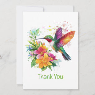 Tack Hummingbird Tropical Flowers Kort