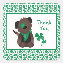Tack Hund Shamrock Grönt Fyrkantigt Klistermärke