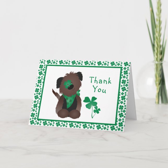 Tack Hund Shamrock Grönt Kort (Framsida)