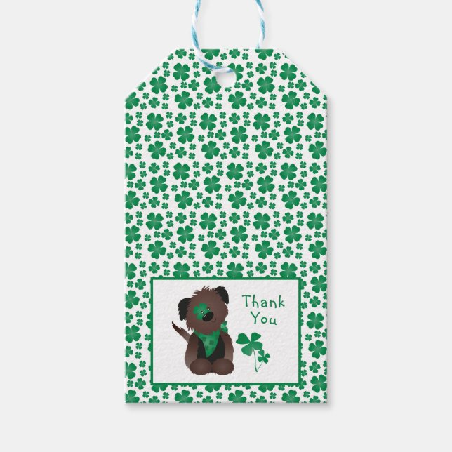 Tack Hund Shamrock Grönt Presentetikett (Framsidan)