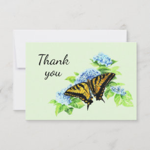 Tack Hydrangea Butterfly Garden Nature Art Kort