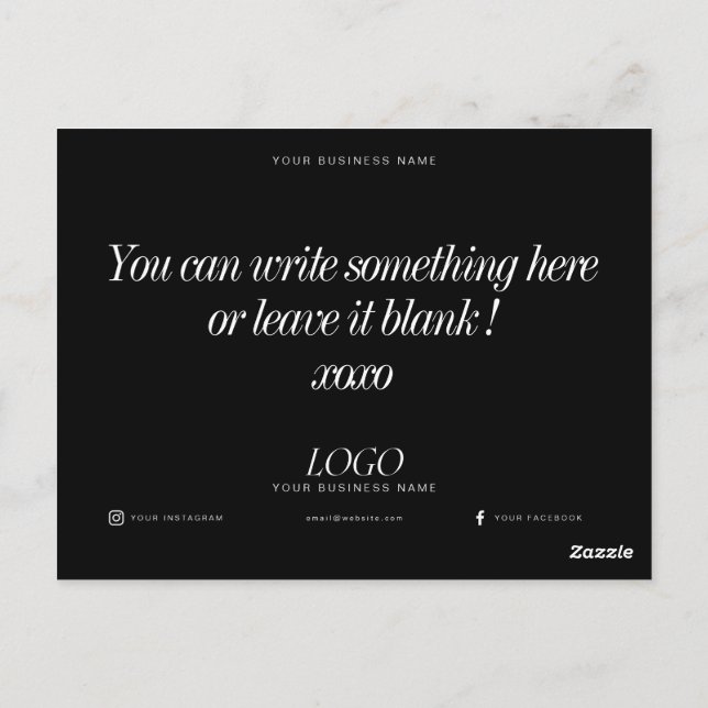 Tack i affärer: ett uppriktigt tack vykort (Baksida)