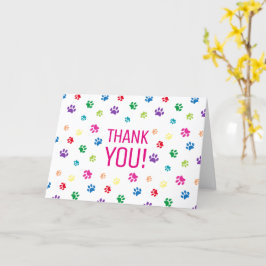 Tack i färgat Tass avtryck Kort