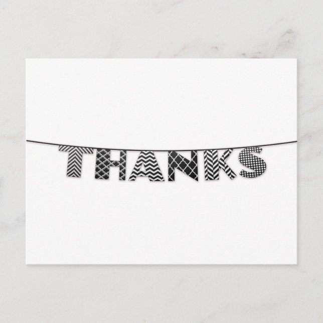 Tack i Patterned Bunting Black and White Vykort (Framsida)