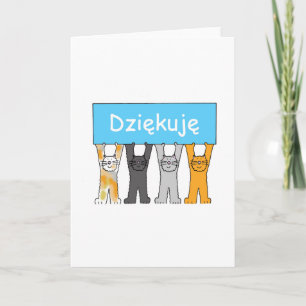 Tack i polska Tecknad Cats Kort