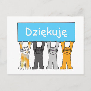 Tack i polska Tecknad Cats Vykort