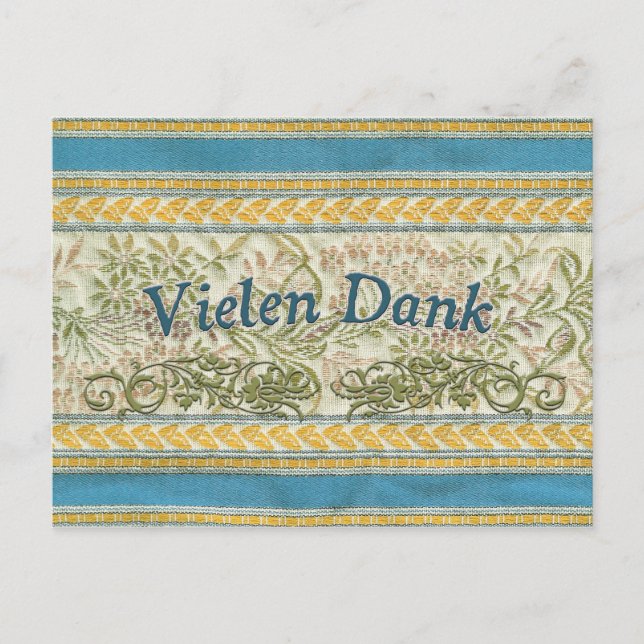 Tack i tysken, fuktiga Vielen Vykort (Framsida)