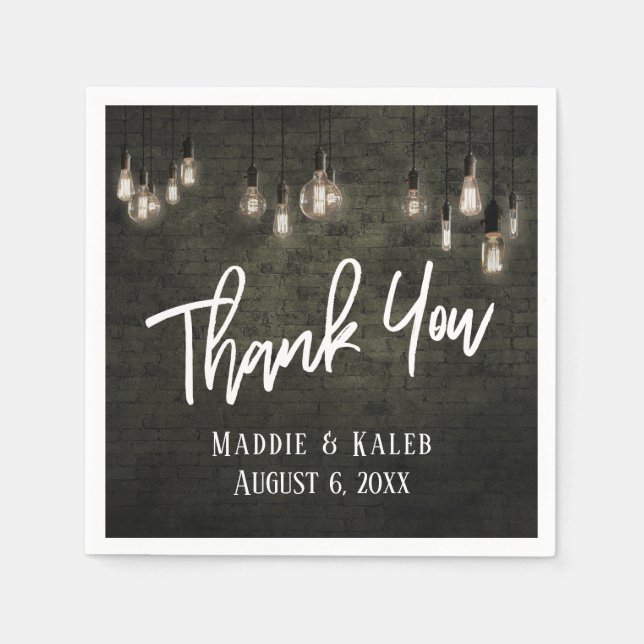 Tack Industrial Bricks w/Edison Ljus Pappersservett (Framsidan)