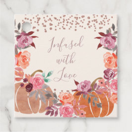 Tack Infekterad med Kärlek HöstBlommigten Ro Guld Gåvor Etiketter