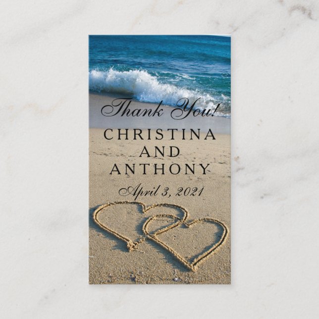 Tack Infoga hjärta på Shore Beach Wedding Tilläggskort (Framsida)