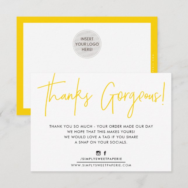 TACK INSERT gult av modern söt björo-verksamhet (Fram/baksida)