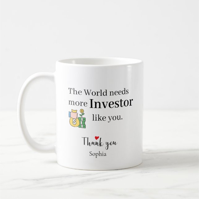 Tack Investor — Anpassat Namn Kaffemugg (Vänster)