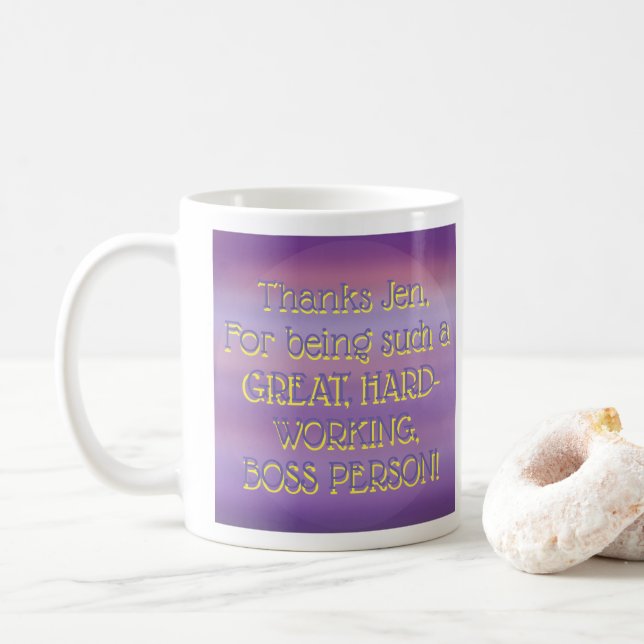 TACK Jen! Lila Måne Mist Kaffemugg (Med munk)