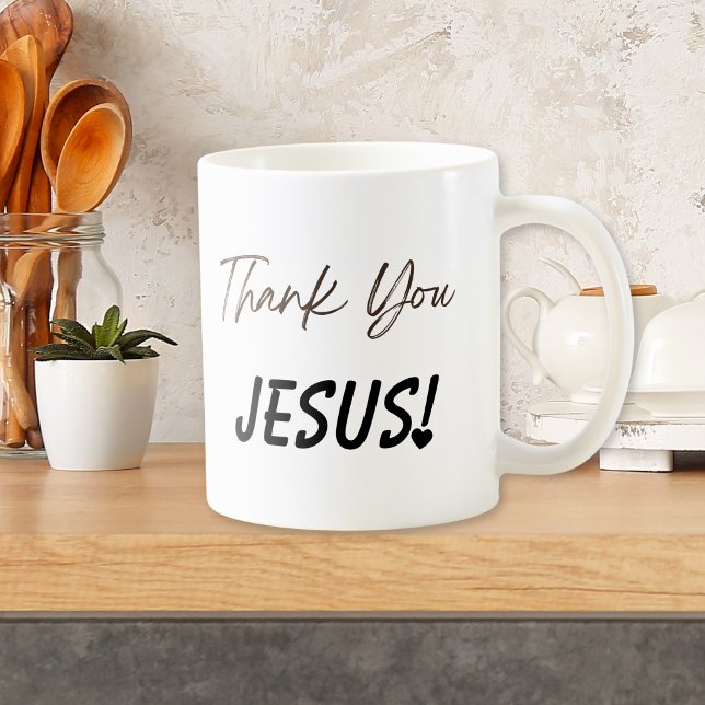 Tack Jesus Exklamation Heart Mugg (Thank You Jesus Exclamation Heart Mug)