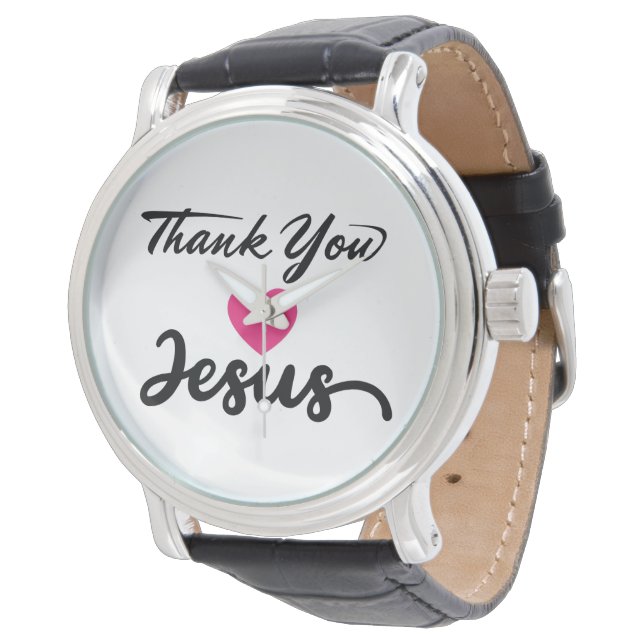 Tack Jesus | Modern Christian Faith Heart Armbandsur (Vinklad)