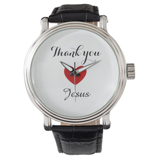 Tack Jesus | Modern Christian Faith Heart Armbandsur (Framsida)