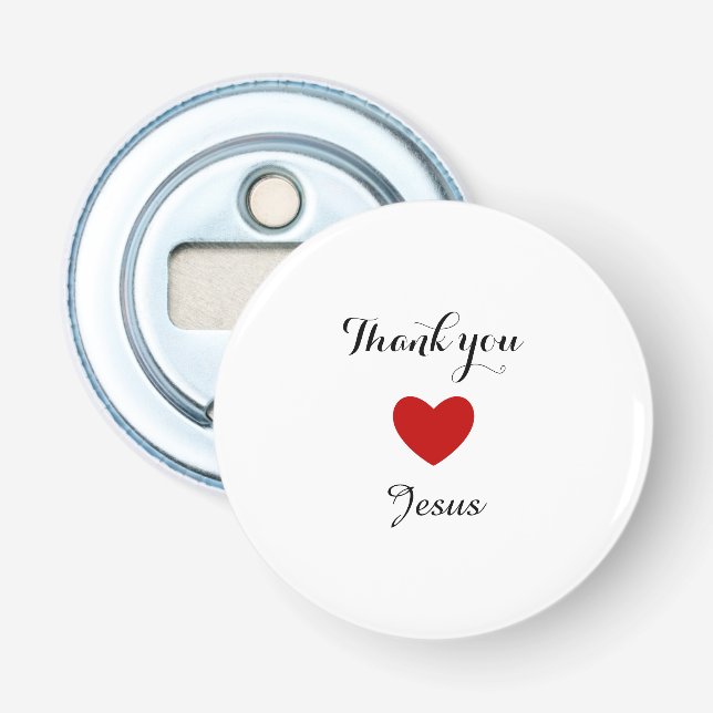 Tack Jesus | Modern Christian Faith Heart Flasköppnare (Framsidan)