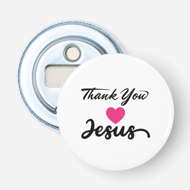 Tack Jesus | Modern Christian Faith Heart Flasköppnare (Framsidan)