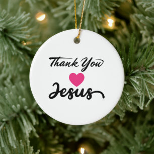 Tack Jesus Modern Christian Faith Heart Julgransprydnad Keramik