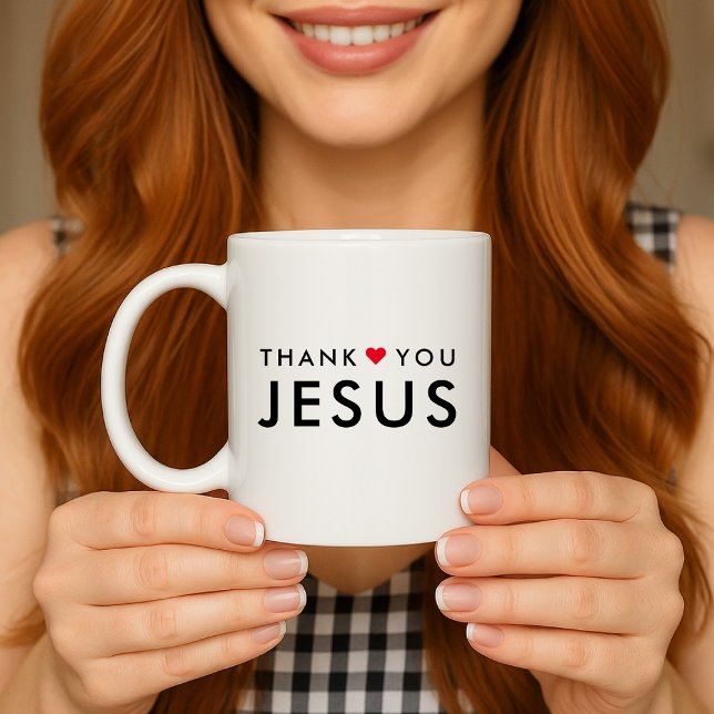 Tack Jesus | Modern Christian Faith Heart Kaffemugg (Skapare uppladdad)