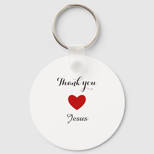 Tack Jesus | Modern Christian Faith Heart Nyckelring (Framsida)