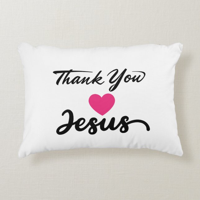 Tack Jesus | Modern Christian Faith Heart Prydnadskudde (Framsidan)