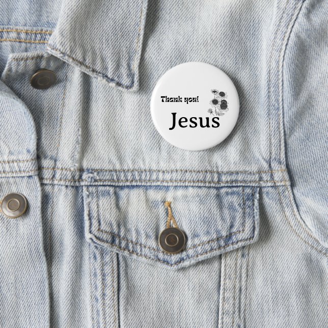 Tack Jesus Solros Svart Vitt Kristet Knapp (In Situ)