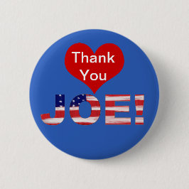 Tack, JOE! På blå med flagga Knapp