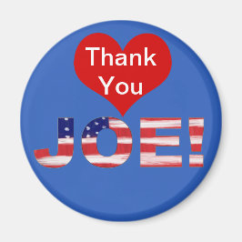 Tack, JOE! På blå med flagga Magnet